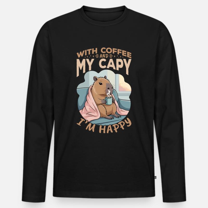 Capybara Coffee - Men's Premium Organic Long Sleeve Shirt - black