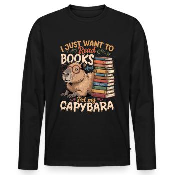 Livres de lecture Capybara - T-shirt manches longues Premium bio Homme - noir - Devant - Nico (187cm)