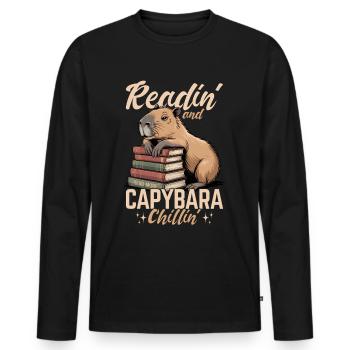 Livres de lecture Capybara - T-shirt manches longues Premium bio Homme - noir - Devant - Nico (187cm)