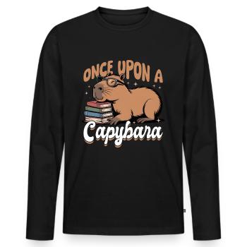 Livres de lecture Capybara - T-shirt manches longues Premium bio Homme - noir - Devant - Nico (187cm)