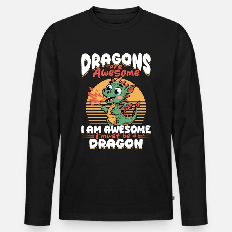 Fantasy Dragons Mythical Creatures - Männer Premium Bio Langarmshirt - Schwarz