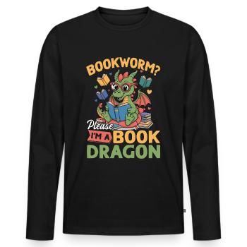 Fantasy Book reading Mythical Creatures - Männer Premium Bio Langarmshirt - Schwarz - Vorne - Nico (187cm)