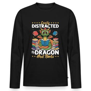 Fantasy Book reading Mythical Creatures - Männer Premium Bio Langarmshirt - Schwarz - Vorne - Nico (187cm)