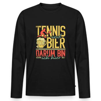 Tennis Und Bier Darum Bin Ich Hier - Männer Premium Bio Langarmshirt - Schwarz - Vorne - Nico (187cm)