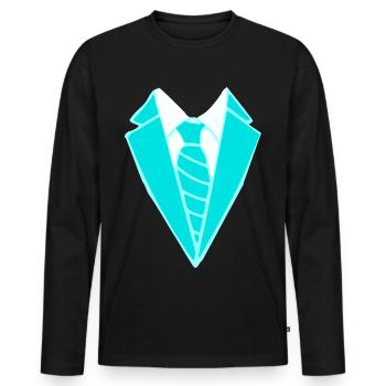 Costume Cravate Art Turquoise - T-shirt manches longues Premium bio Homme - noir - Devant - Nico (187cm)