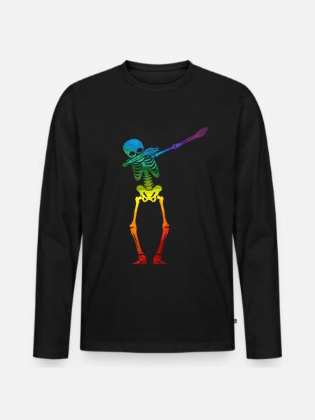 Dabbing Skeleton Gay Pride - Men's Premium Organic Long Sleeve Shirt - black