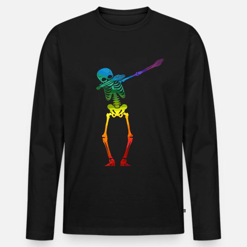 Dabbing Skelett Gay Pride - Männer Premium Bio Langarmshirt - Schwarz