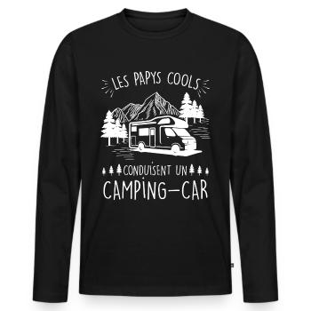 Les papys cools conduisent un Camping-car - T-shirt manches longues Premium bio Homme - noir - Devant - Nico (187cm)