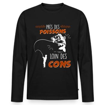 Fisherman away from cons gift idea funny fish - Men's Premium Organic Long Sleeve Shirt - black - Front - Nico (187cm)