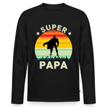 Super Papa Perfekte GeschenkIdee Vater - Männer Premium Bio Langarmshirt - Schwarz - Vorne - Nico (187cm)