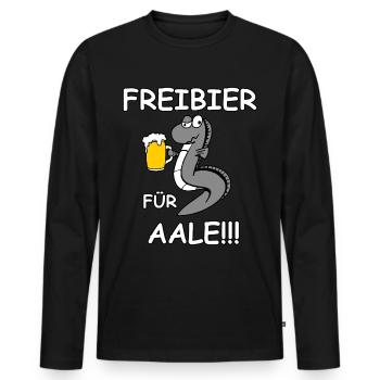 Freibier für Aale - Männer Premium Bio Langarmshirt - Schwarz - Vorne - Nico (187cm)