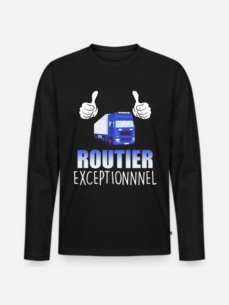 Routier exceptionnnel - T-shirt manches longues Premium bio Homme - noir