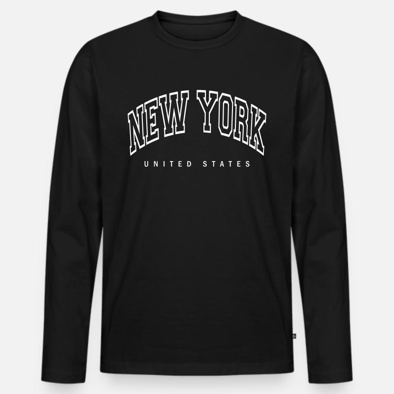 New York - Männer Premium Bio Langarmshirt - Schwarz