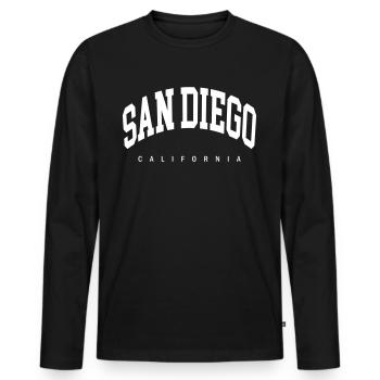 San Diego - Men's Premium Organic Long Sleeve Shirt - black - Front - Nico (187cm)