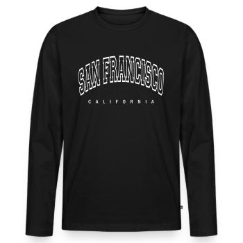 San Francisco - Men's Premium Organic Long Sleeve Shirt - black - Front - Nico (187cm)