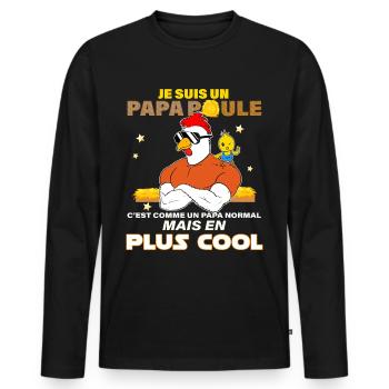 Papa Poule Et Son Poussin Cadeau Père Cool - T-shirt manches longues Premium bio Homme - noir - Devant - Nico (187cm)