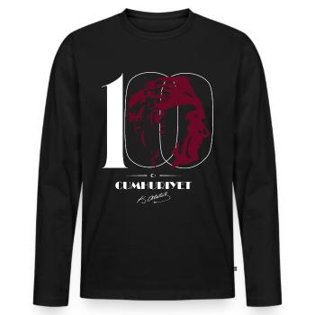 Ataturk Silhouette 100 Years of Cumhuriyet - Men's Premium Organic Long Sleeve Shirt - black - Front - Nico (187cm)