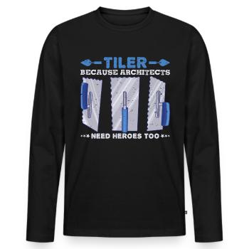 Beruf Bester Fliesenleger Geschenk-Idee - Männer Premium Bio Langarmshirt - Schwarz - Vorne - Nico (187cm)