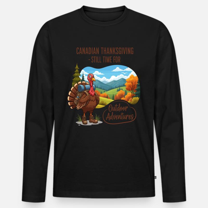 Kanadisches Thanksgiving Abenteuer - Männer Premium Bio Langarmshirt - Schwarz