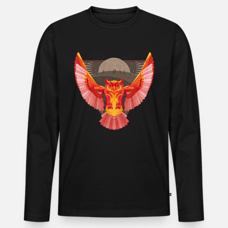 Epische Eule - Männer Premium Bio Langarmshirt - Schwarz