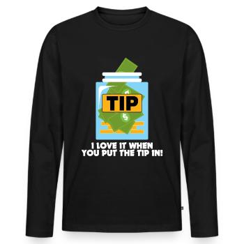 Barkeeper Geschenkidee Trinkgeld lustiger Spruch - Männer Premium Bio Langarmshirt - Schwarz - Vorne - Nico (187cm)