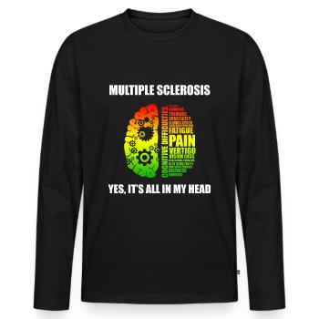 Sclérose en plaques MS TShirt - Tout dans ma tête - T-shirt manches longues Premium bio Homme - noir - Devant - Nico (187cm)