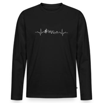 Musik Herzschlag zu Musiknoten - Männer Premium Bio Langarmshirt - Schwarz - Vorne - Nico (187cm)