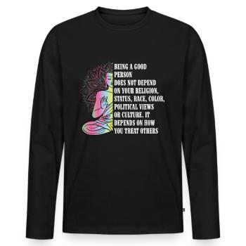 Buddha Buddhism A Good Person Religion - Men's Premium Organic Long Sleeve Shirt - black - Front - Nico (187cm)