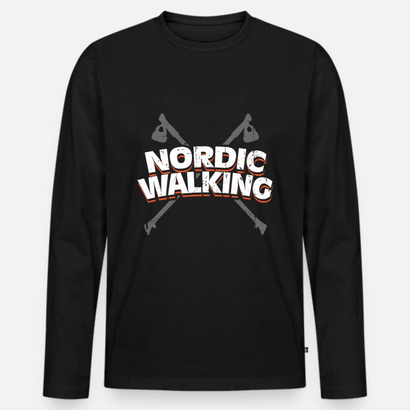 Nordic Walking - Männer Premium Bio Langarmshirt - Schwarz