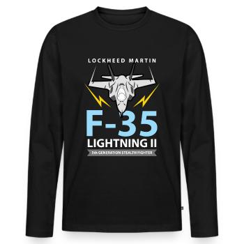 Kampfjet F-35 Lightning II Tarnkappenjäger - Männer Premium Bio Langarmshirt - Schwarz - Vorne - Nico (187cm)