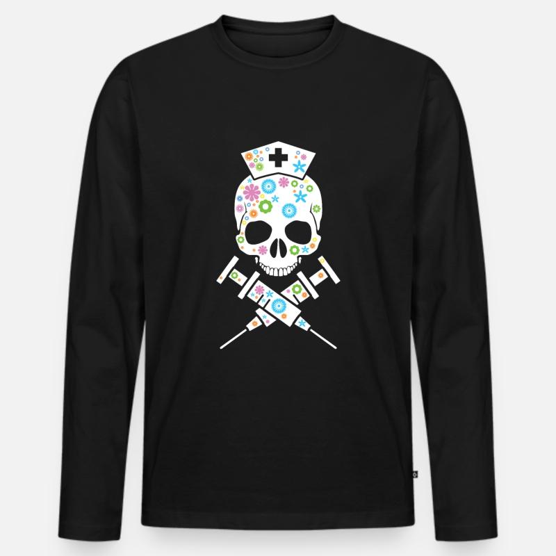Krankenschwester Geschenkidee - Medizin Schädel. - Männer Premium Bio Langarmshirt - Schwarz