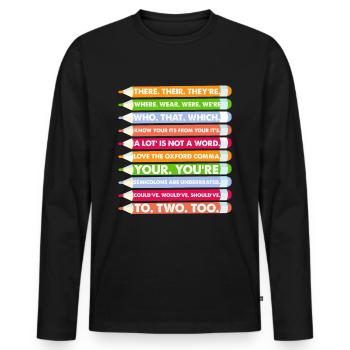 Spelling Grammar There Their Were We're - Men's Premium Organic Long Sleeve Shirt - black - Front - Nico (187cm)