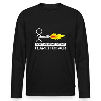 Flamethrower Stick Figure Man Flames Rifle - Men's Premium Organic Long Sleeve Shirt - black - Front - Nico (187cm)