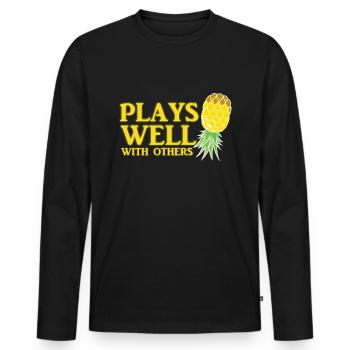 Plays Well with Others Ananas Échangistes Vie - T-shirt manches longues Premium bio Homme - noir - Devant - Nico (187cm)