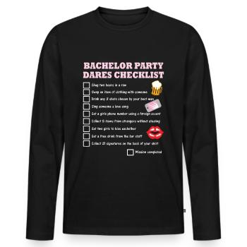 Bachelor party Checklist with tests of courage - Men's Premium Organic Long Sleeve Shirt - black - Front - Nico (187cm)