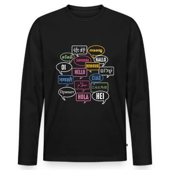 Multilingual Polyglot Globetrotter Language - Men's Premium Organic Long Sleeve Shirt - black - Front - Nico (187cm)