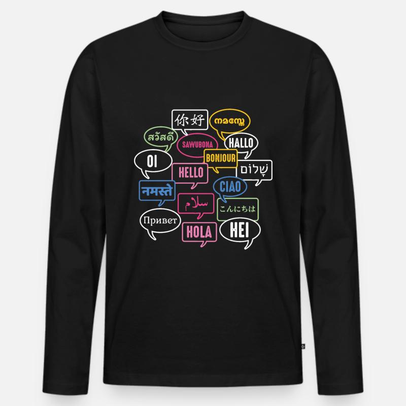 Multilingual Polyglot Globetrotter Language - Men's Premium Organic Long Sleeve Shirt - black