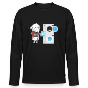 Sheep washing machine laundry wool - Men's Premium Organic Long Sleeve Shirt - black - Front - Nico (187cm)