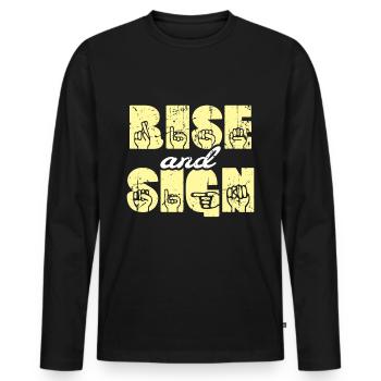 Sign Language ASL Sign Language - Men's Premium Organic Long Sleeve Shirt - black - Front - Nico (187cm)