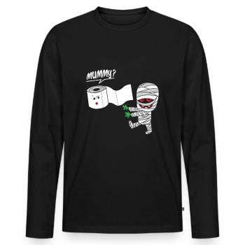 Mummy Toilet Paper Pun Halloween Humor - Men's Premium Organic Long Sleeve Shirt - black - Front - Nico (187cm)
