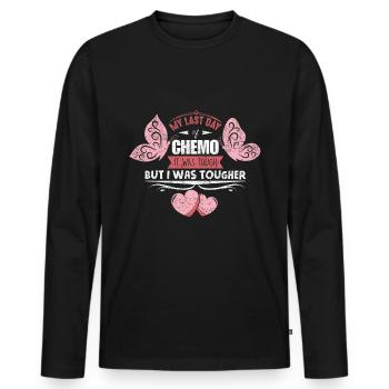 Letzter Tag der Chemo Letzte Behandlung Strahlung - Männer Premium Bio Langarmshirt - Schwarz - Vorne - Nico (187cm)