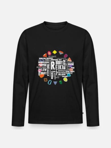Reiki terms crystal energy stones - Men's Premium Organic Long Sleeve Shirt - black