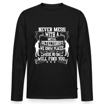 Metalldetektor Schatzsucher Geld Gold - Männer Premium Bio Langarmshirt - Schwarz - Vorne - Nico (187cm)