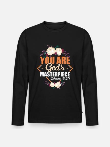 God's Masterpiece Ephesians 2:10 Scripture - Men's Premium Organic Long Sleeve Shirt - black