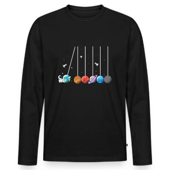Weltraum Astronaut Pendel Rakete Sonnensystem - Männer Premium Bio Langarmshirt - Schwarz - Vorne - Nico (187cm)