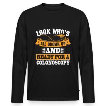 Darmspiegelung Darmoperation Operation Humor - Männer Premium Bio Langarmshirt - Schwarz - Vorne - Nico (187cm)