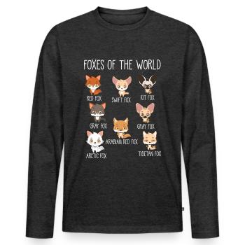 Foxes of the World Gift for fox lovers - Men's Premium Organic Long Sleeve Shirt - heather anthracite - Front - Nico (187cm)