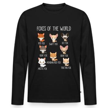Füchse der Welt Geschenk für Fuchs Liebhaber - Männer Premium Bio Langarmshirt - Schwarz - Vorne - Nico (187cm)