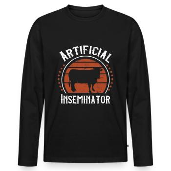 Cattle Artificial insemination beef technician - Men's Premium Organic Long Sleeve Shirt - black - Front - Nico (187cm)