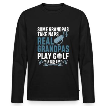 Golfer Opa Golf dann Nickerchen Schlafen - Männer Premium Bio Langarmshirt - Schwarz - Vorne - Nico (187cm)